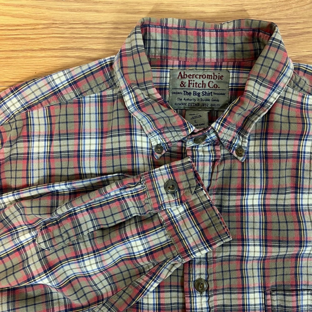 Abercrombie & Fitch The Big Shirt Mens Large Plaid Button Down Cotton Vintage L
